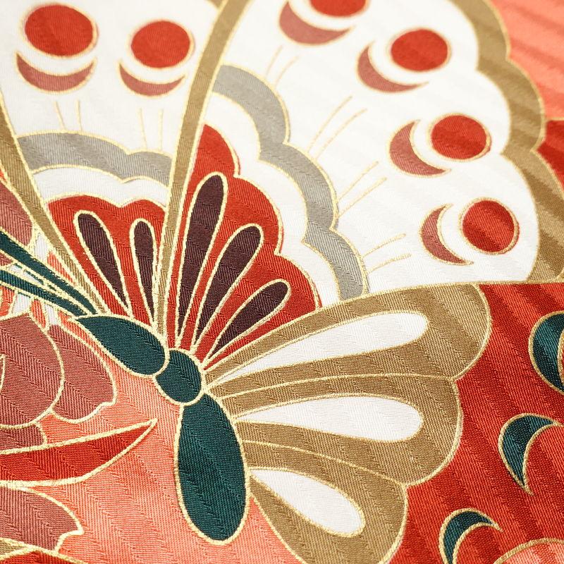 中古 振袖 正絹 蝶 古典柄 袷仕立て 身丈166cm 裄丈67cm 箔 金彩 成人