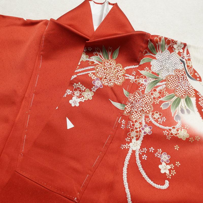 中古 振袖 しつけ糸付き 絞り 正絹 古典柄 袷仕立て 身丈160cm 裄丈