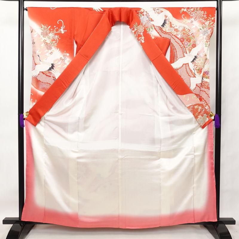 中古 振袖 しつけ糸付き 絞り 正絹 古典柄 袷仕立て 身丈160cm 裄丈