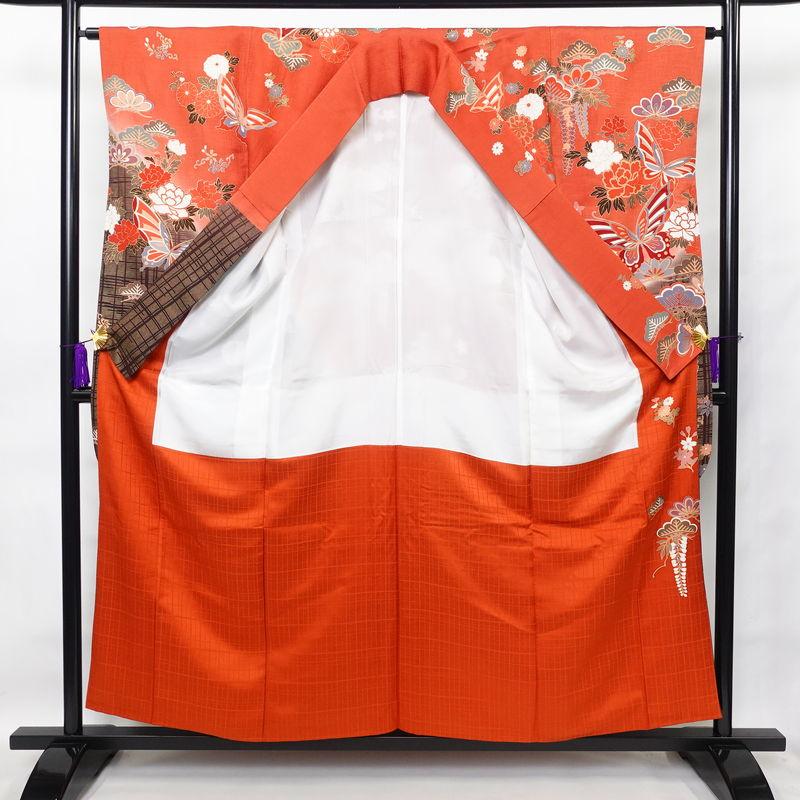 振袖 長襦袢 セット 半襟付 古典柄 吉祥柄 鶴 菊 牡丹 金駒刺繍 金彩 