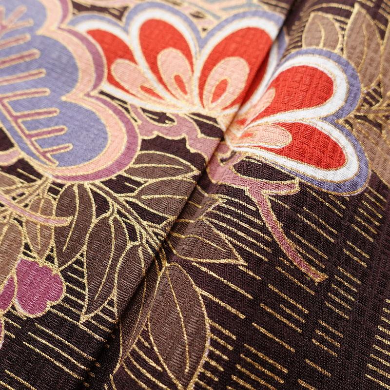中古 振袖 長襦袢セット 良品 金駒刺繍 正絹 古典柄 蝶 金彩 袷仕立て