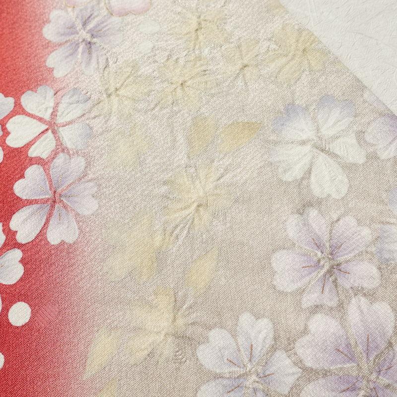 中古 振袖 金駒刺繍 正絹 花柄 袷仕立て 身丈170cm 裄丈69cm