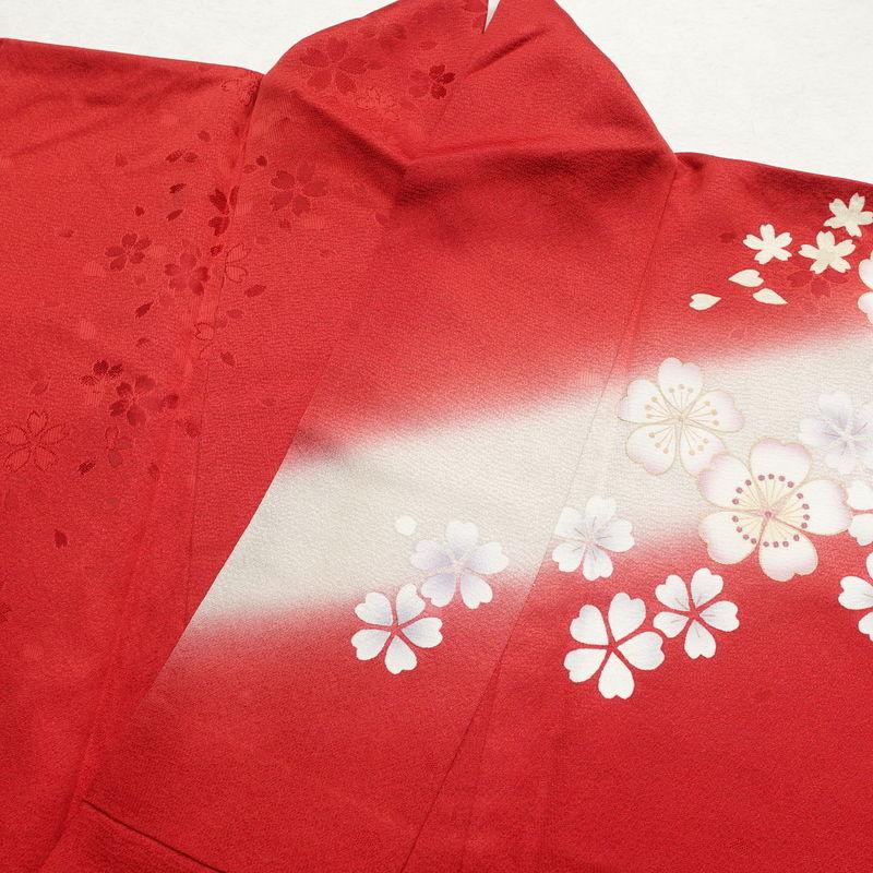 中古 振袖 金駒刺繍 正絹 花柄 袷仕立て 身丈170cm 裄丈69cm