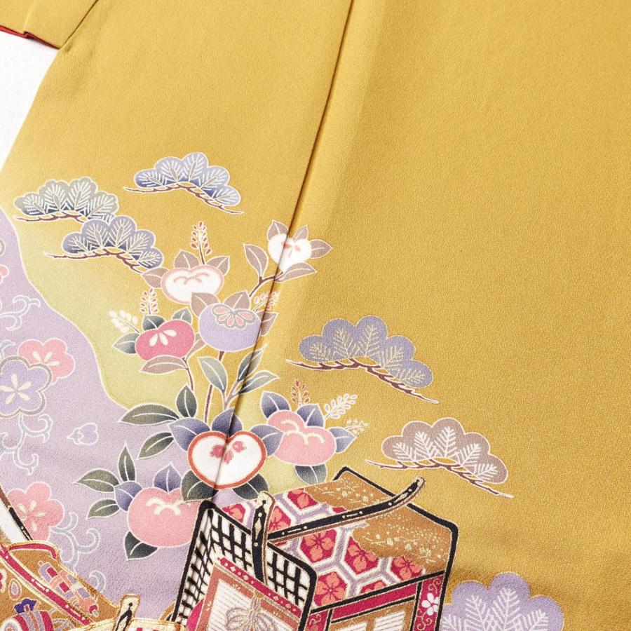 中古 振袖 金駒刺繍 正絹 古典柄 袷仕立て 身丈170.5cm 裄丈68cm 箔 
