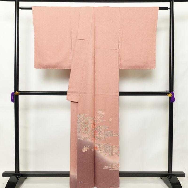 中古 色留袖 良品 蘇州刺繍 一つ紋付き 正絹 古典柄 袷仕立て 身丈