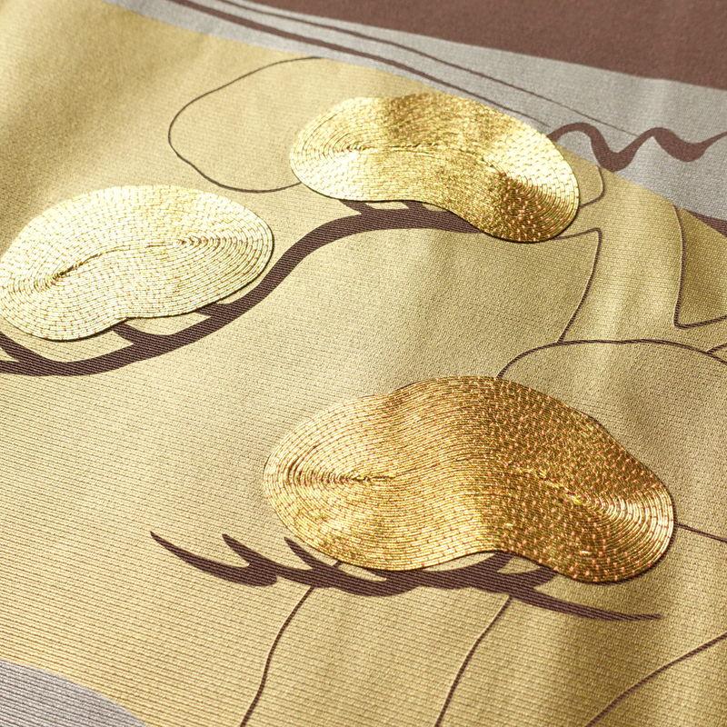 色留袖 着物 中古 正絹 袷 紋付 一つ紋 金駒刺繍 花の図 流水 波 枯草色 多色 金 身丈160cm 裄65.5cm M きもの北條 A1290-7 中古 色留袖 落款入り しつけ糸付き 金駒刺繍 一つ紋付き 正絹 人物