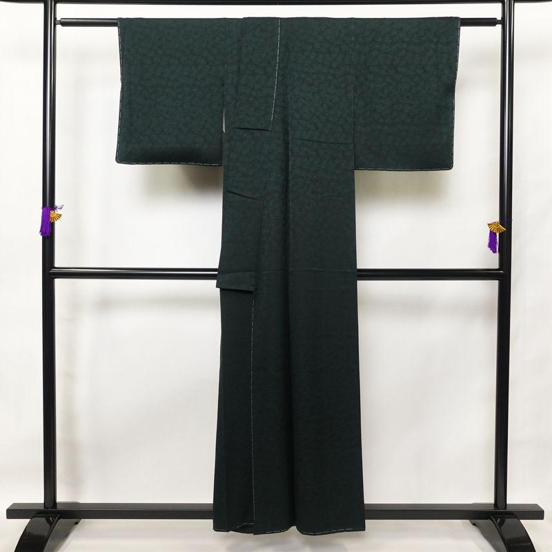 中古 色無地 良品 しつけ糸付き 一つ紋付き 正絹 古典柄 袷仕立て 身丈
