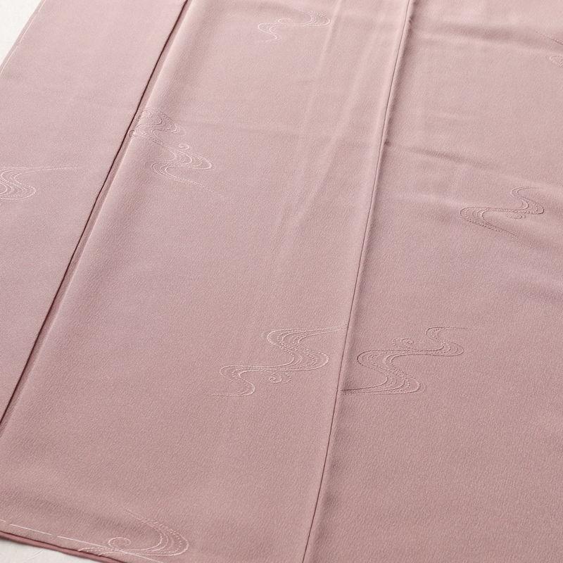 中古 色無地 良品 しつけ糸付き 一つ紋付き 正絹 流水・波柄 袷仕立て 身丈