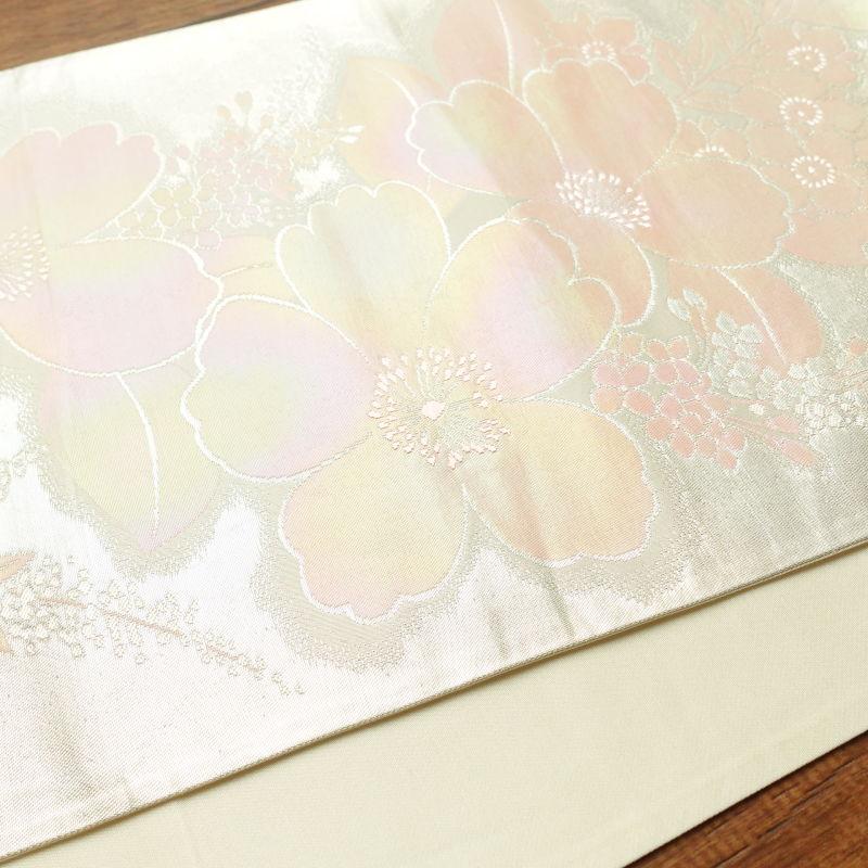 中古 袋帯 六通柄 良品 フォーマル用 正絹 花柄 金・銀 : 和ころも