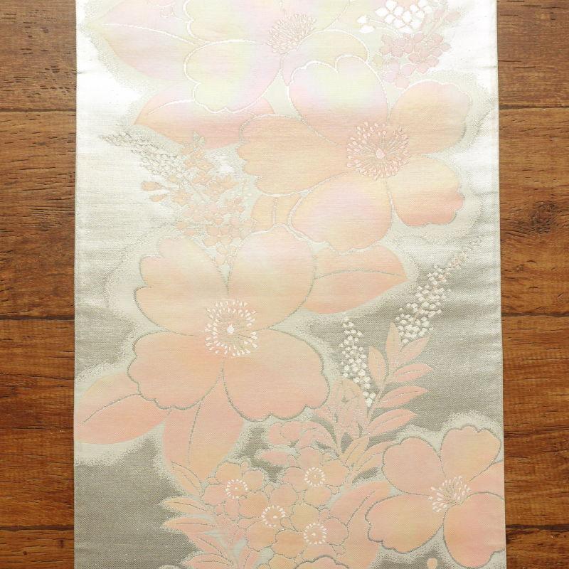 美品 華やかな花柄 袋帯 フォーマル ゴールド 花柄 中古 中古 袋帯 六通柄 良品 フォーマル用 正絹 花柄 金・銀 : 和ころも