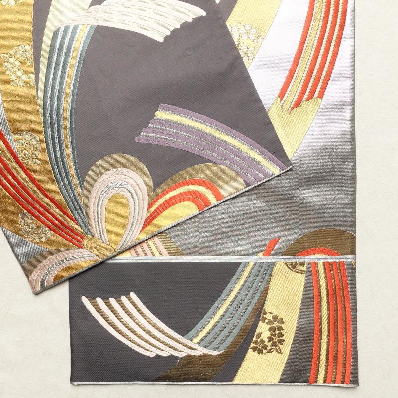 中古美品　振袖用　正絹　六通柄　袋帯　001 中古 袋帯 六通柄 良品 振袖用 正絹 古典柄 紫・藤色 : 和ころも
