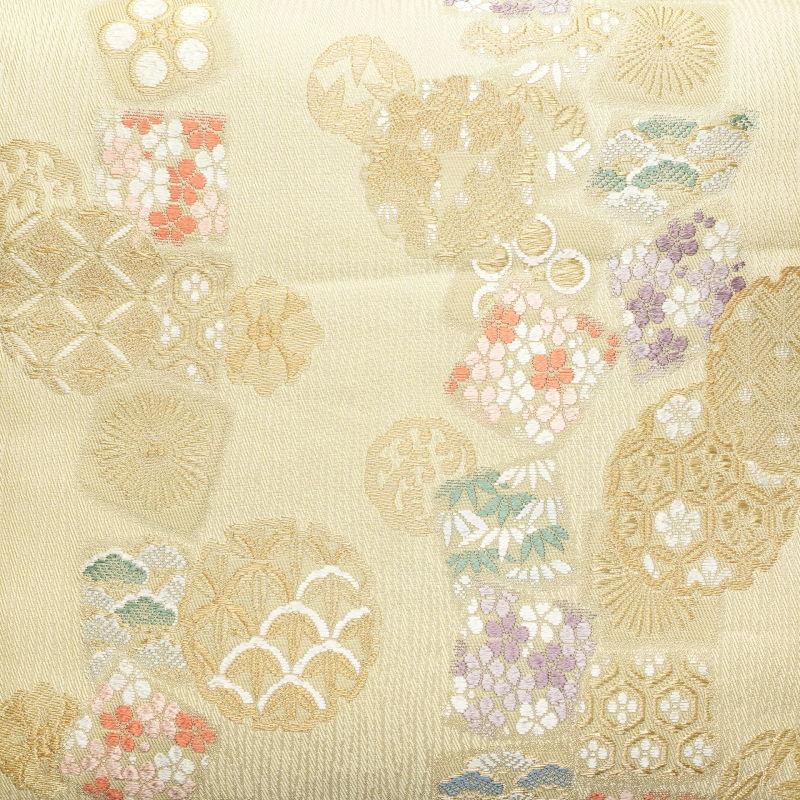 中古 袋帯 六通柄 フォーマル用 正絹 古典柄 黄・黄土色