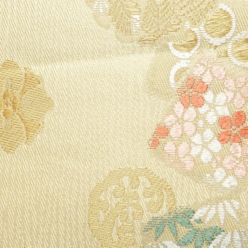 中古 袋帯 六通柄 フォーマル用 正絹 古典柄 黄・黄土色