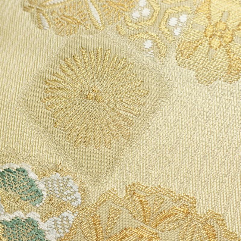 中古 袋帯 六通柄 フォーマル用 正絹 古典柄 黄・黄土色