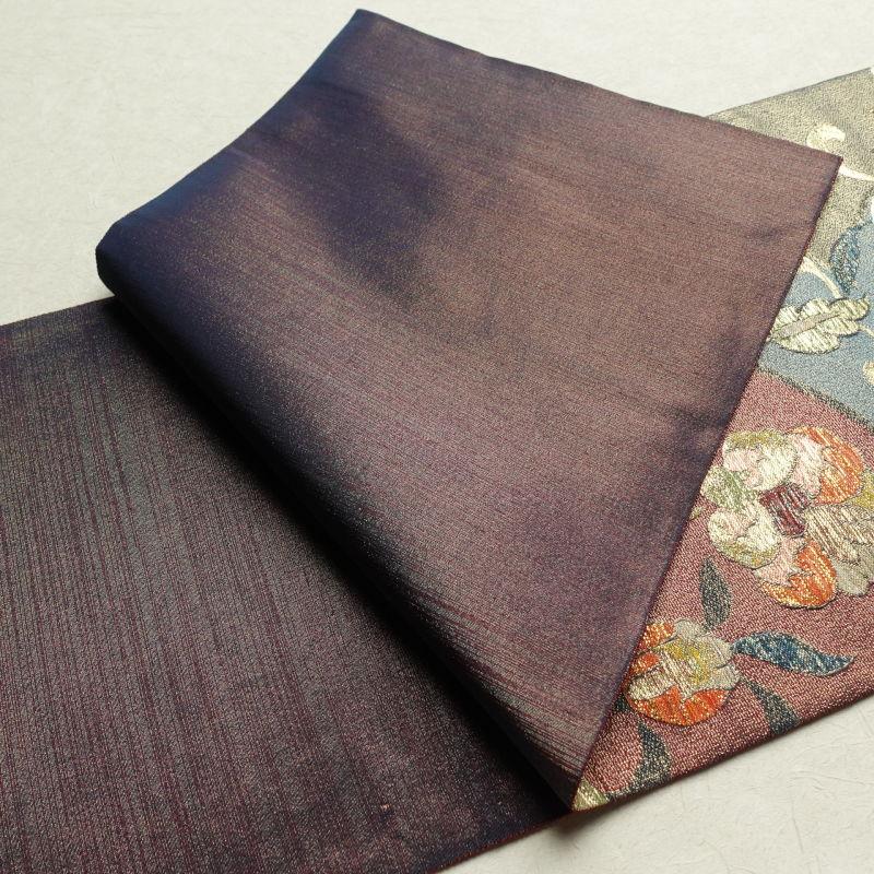 中古 袋帯 六通柄 美品 フォーマル用 正絹 木の葉・植物柄 多色使い_12