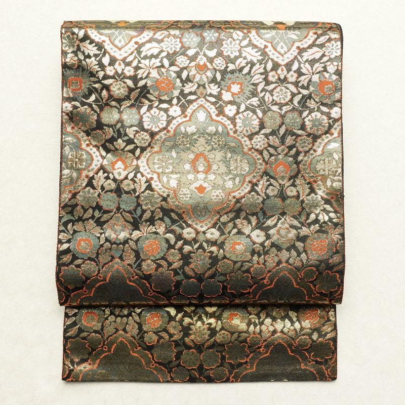 中古 袋帯 服部織物 こはく錦 二重箔織 六通柄 良品 フォーマル用 正絹 
