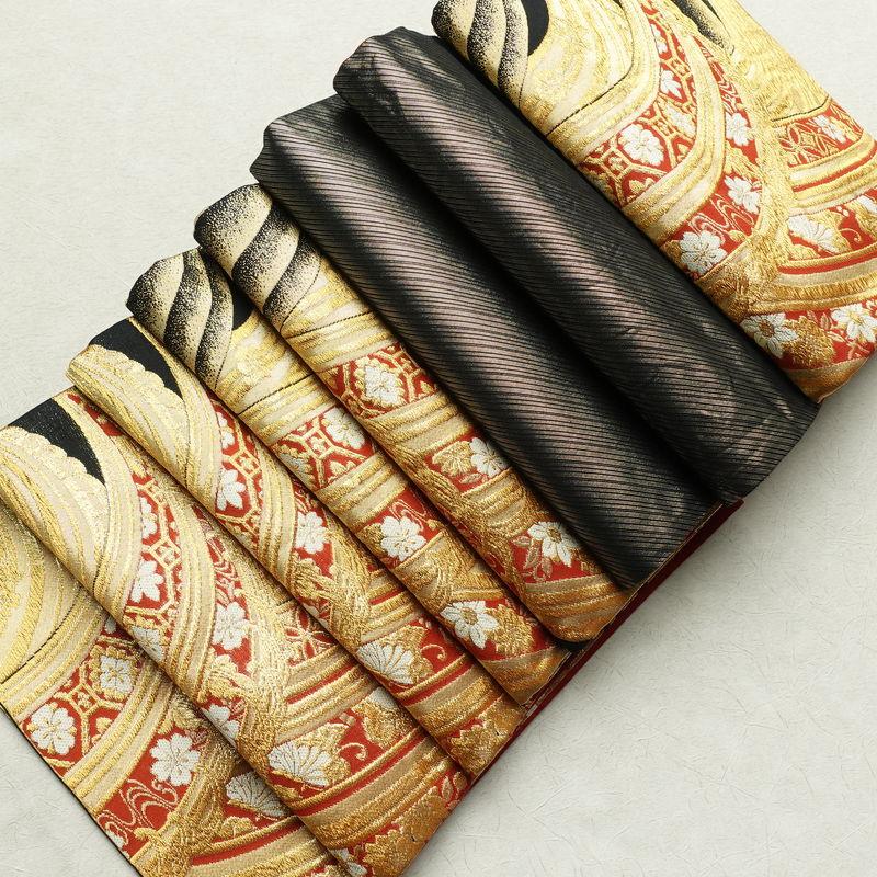 中古 袋帯 六通柄 振袖用 正絹 流水・波柄 蝶 金・銀 : 和ころも 