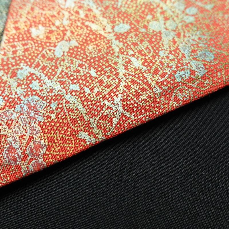 中古 袋帯 本場大島紬 全通柄 良品 証紙あり 切嵌 切りばめ フォーマル