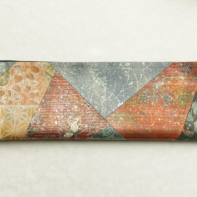 中古 袋帯 本場大島紬 全通柄 良品 証紙あり 切嵌 切りばめ フォーマル