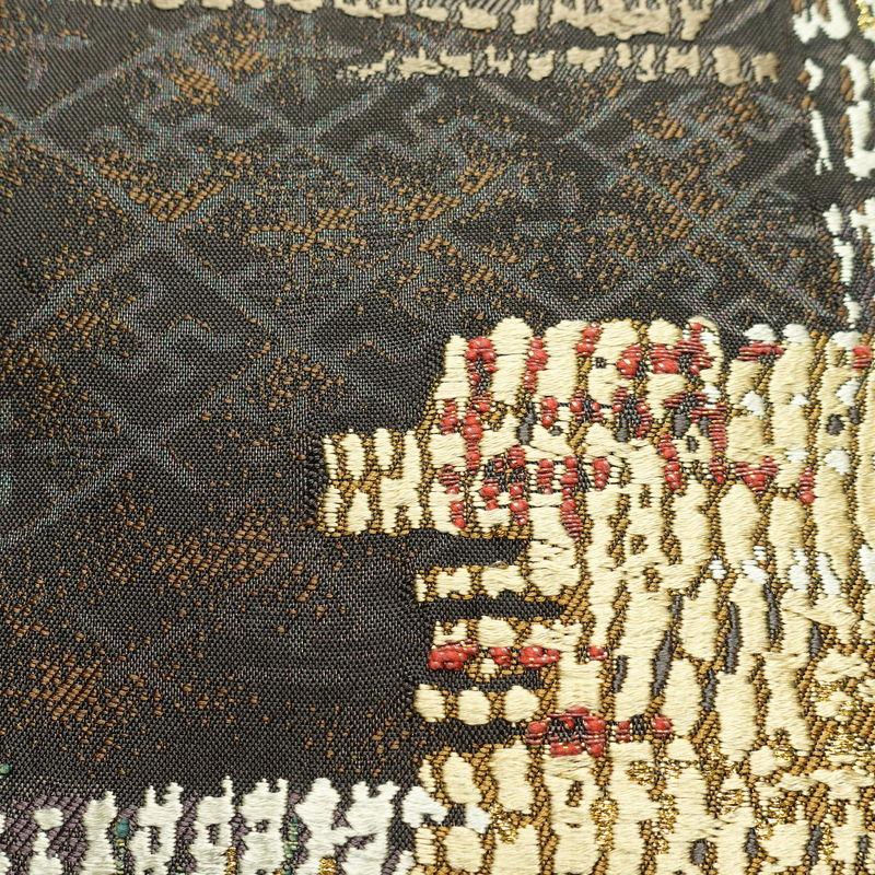 中古 袋帯 太鼓柄 良品 フォーマル用 正絹 幾何学柄・抽象柄 茶_4