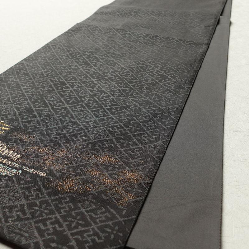 中古 袋帯 太鼓柄 良品 フォーマル用 正絹 幾何学柄・抽象柄 茶_8