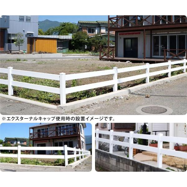 樹脂 ホワイト バイナルフェンス アメリカン PVC 幅200cm 高さ105cm 連結セット ブロック用 2レールズランチ GSキャップ 【度】 2RR1050B-GC/2RR1050B-GL