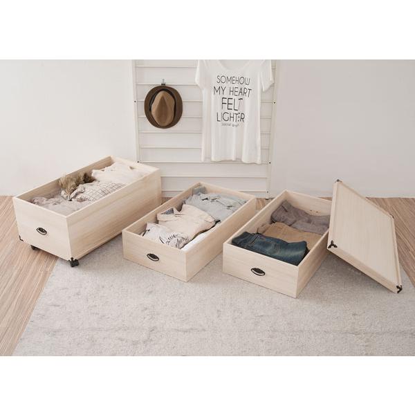 EGK5 未使用保管品 総桐 収納ケース 3段 キャスター付き 押入れ収納 livingut_7300000gb0021