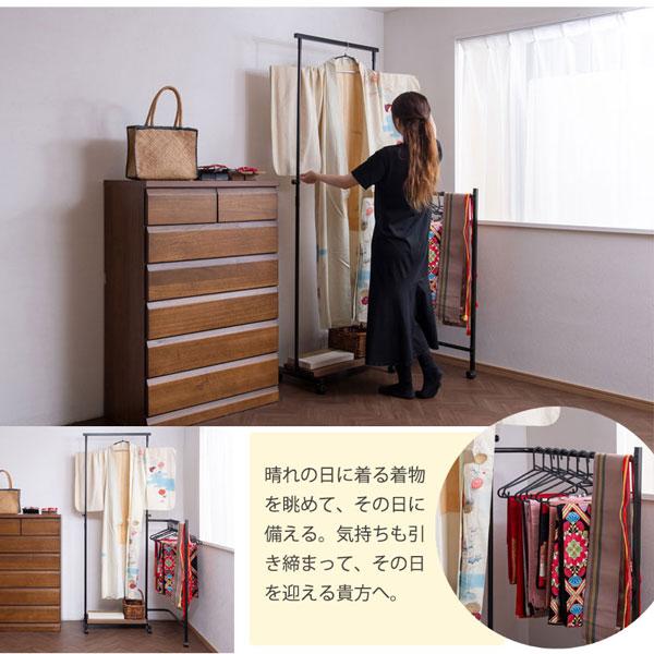 日本製 衣桁 キャスター付 ハンガーラック 着物ハンガー IKOU NJ
