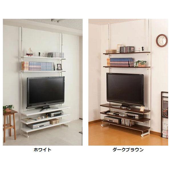 日本製 テレビ台 突っ張り シェルフ 幅119.5cm オープンラック 棚板5枚