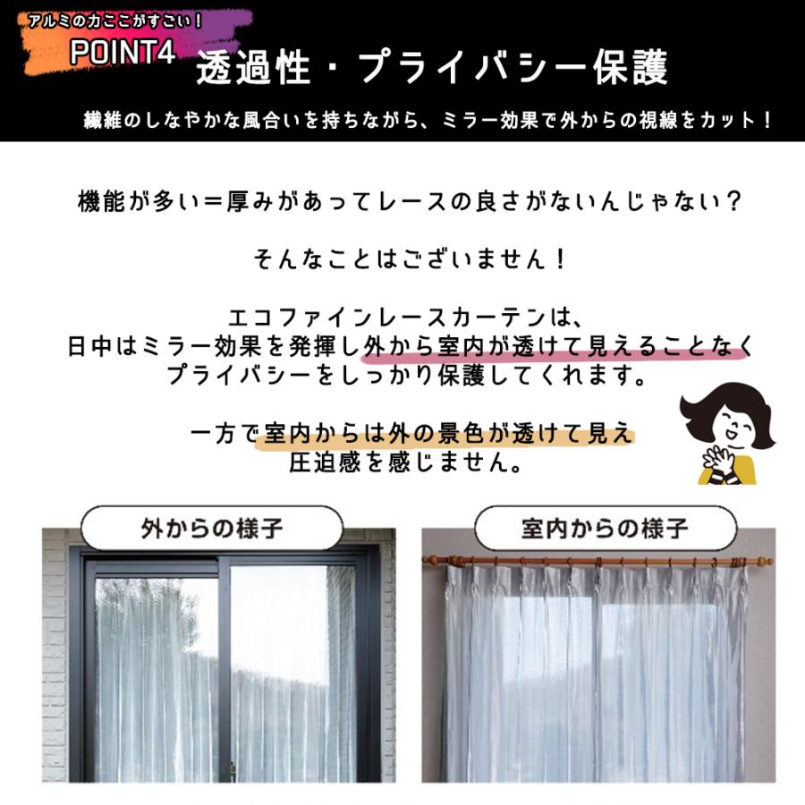 限定日P5倍》即納 幅100cm 150cm レースカーテンエコファイン 省エネ