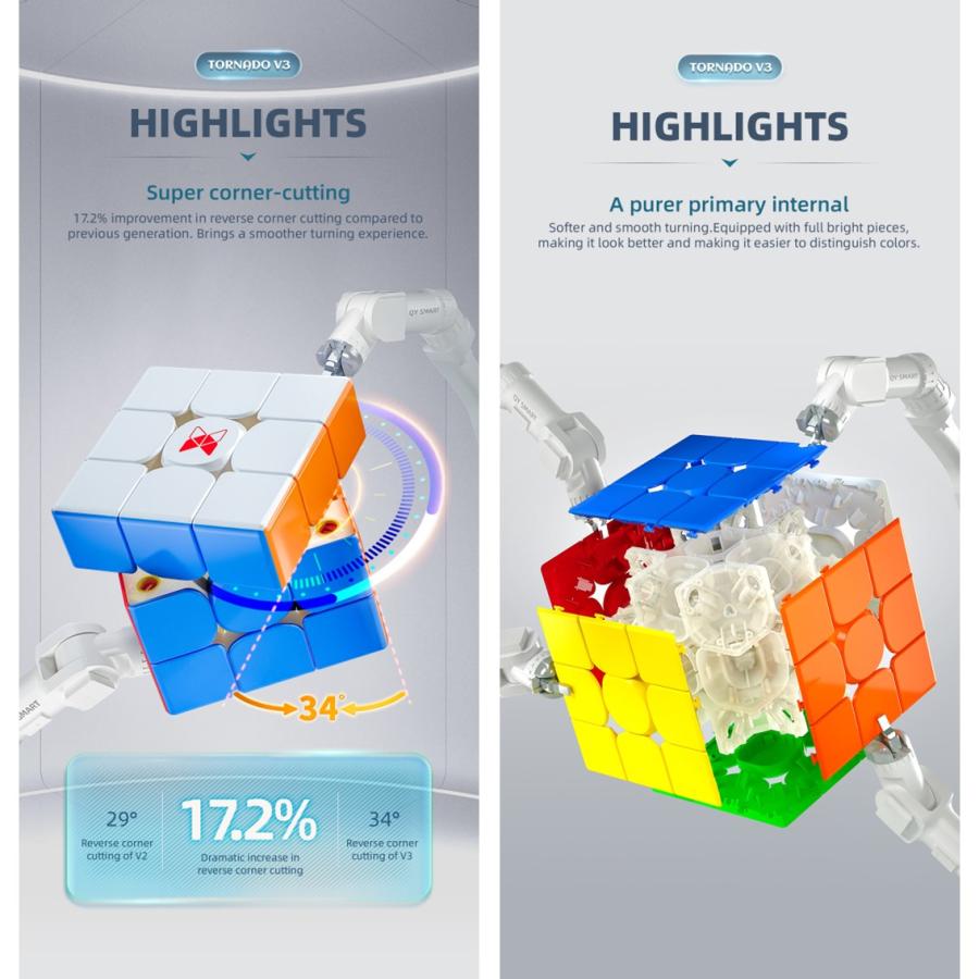 日本語説明書付き 安心の保証付き 正規販売店 X-man Tornado V3 Flagship トルネードV3 磁石内蔵 3x3x3キューブ  ステッカーレス おすすめ :1110-003095:Waku Waku Shop !店 通販 