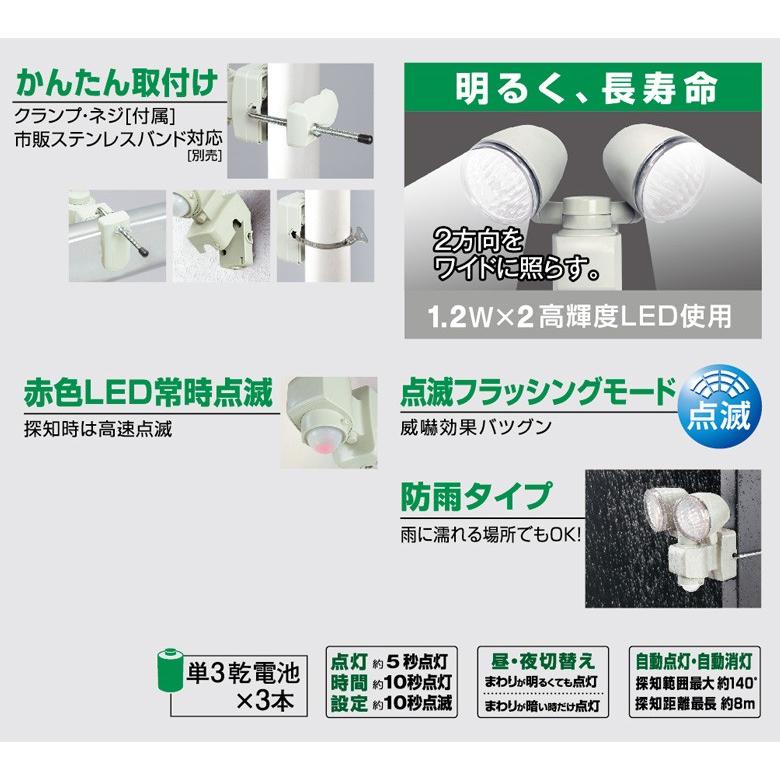 センサーライト 屋外 人感センサー 防犯灯 ムサシ 1 2w 2 Ledセンサーライト Ewk 乾電池式 防犯ライト 照明 長寿命 Ewk ワクイショップ防犯防災専門店 通販 Yahoo ショッピング