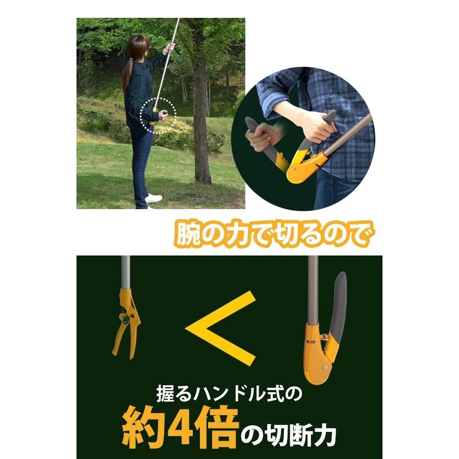 高枝切りバサミ 高枝切鋏 すご腕プッシュカット2段式 アンビル刃 （のこぎり付き） NO.521 高枝切りばさみ 剪定ばさみ 軽量 ムサシ_3