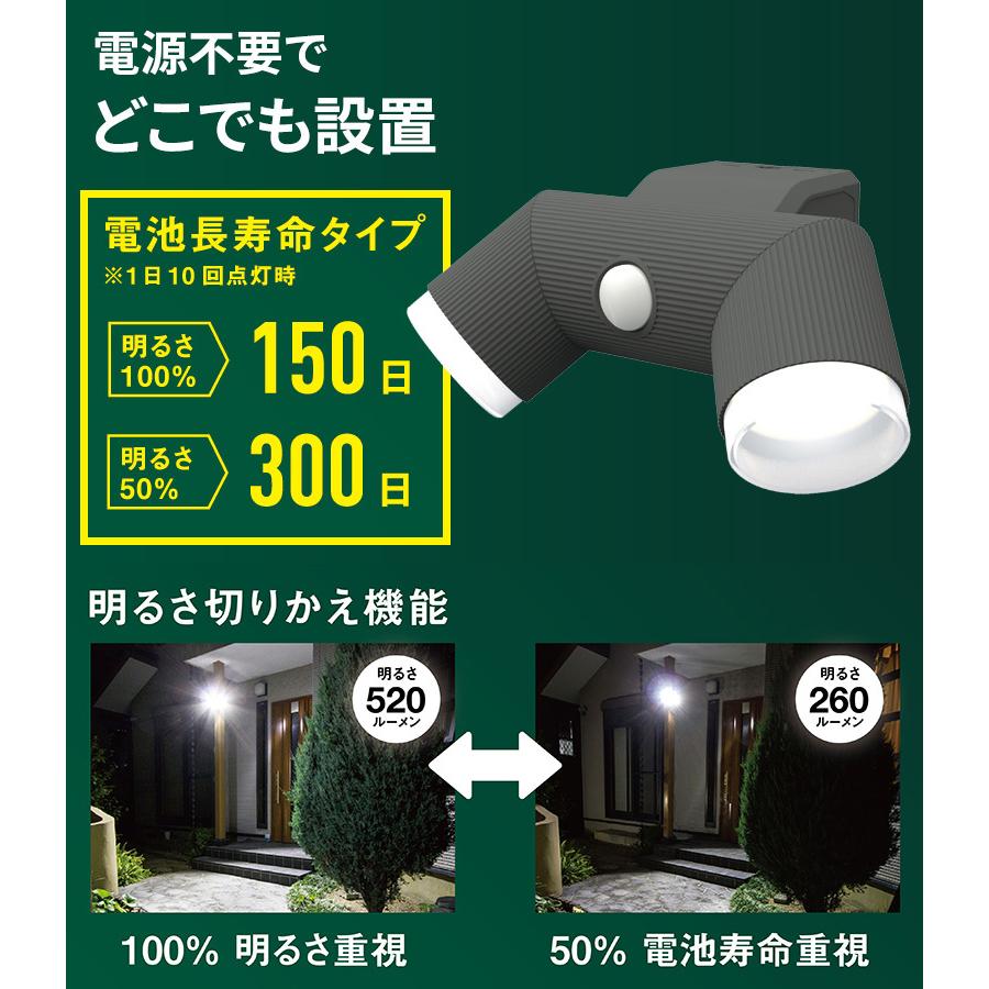 ムサシ RITEX 4.5W×2灯 LED乾電池シンプルスタイルセンサーライト（LED