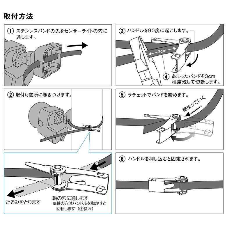 ムサシ RITEX センサーライト用ステンレスバンド(SP-7) センサーライト用 取り付け 取付け金具 防犯ライト ledライト 屋外 エクステリア 照明 パーツ メール便｜wakui-shop｜05