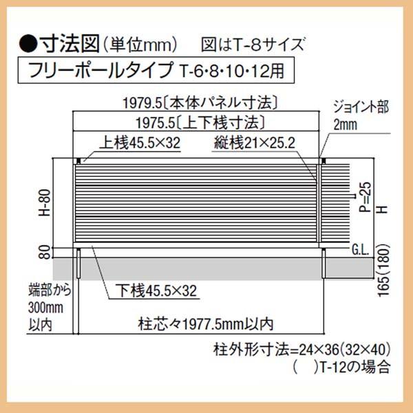 補修 フェンス]ライシスフェンス5型(本体のみ)高さ1000mm