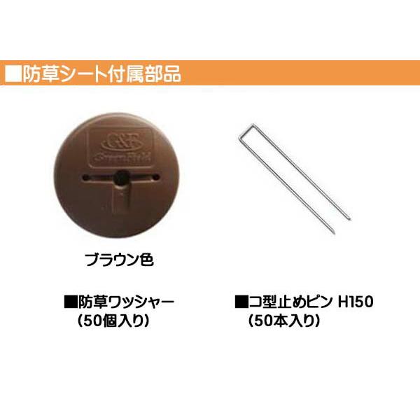 防草シート プランテックス２４０ ブラウン/ブラック１Ｍ×３０Ｍ 厚さ０.６４mm H150ピン・防草ワッシャー５０個セット 雑草 防草対策 送料無料