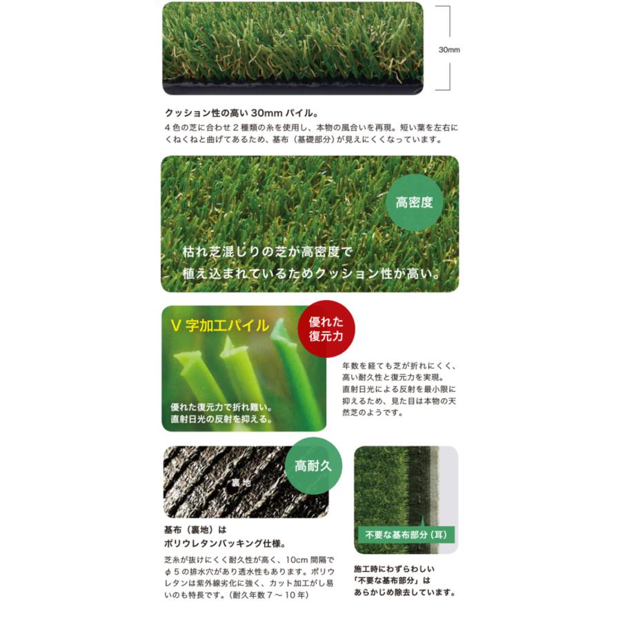 人工芝 リアルグラス人工芝SG 抗菌 高耐久 高密度 1M×10M パイル長