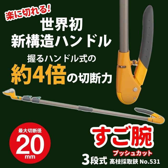 ムサシ すご腕 プッシュカット 3段式 高枝切りバサミ 高枝切鋏 高枝 剪定 高枝切りバサミ 高枝切鋏 ムサシ すご腕プッシュカット3段式 アンビル