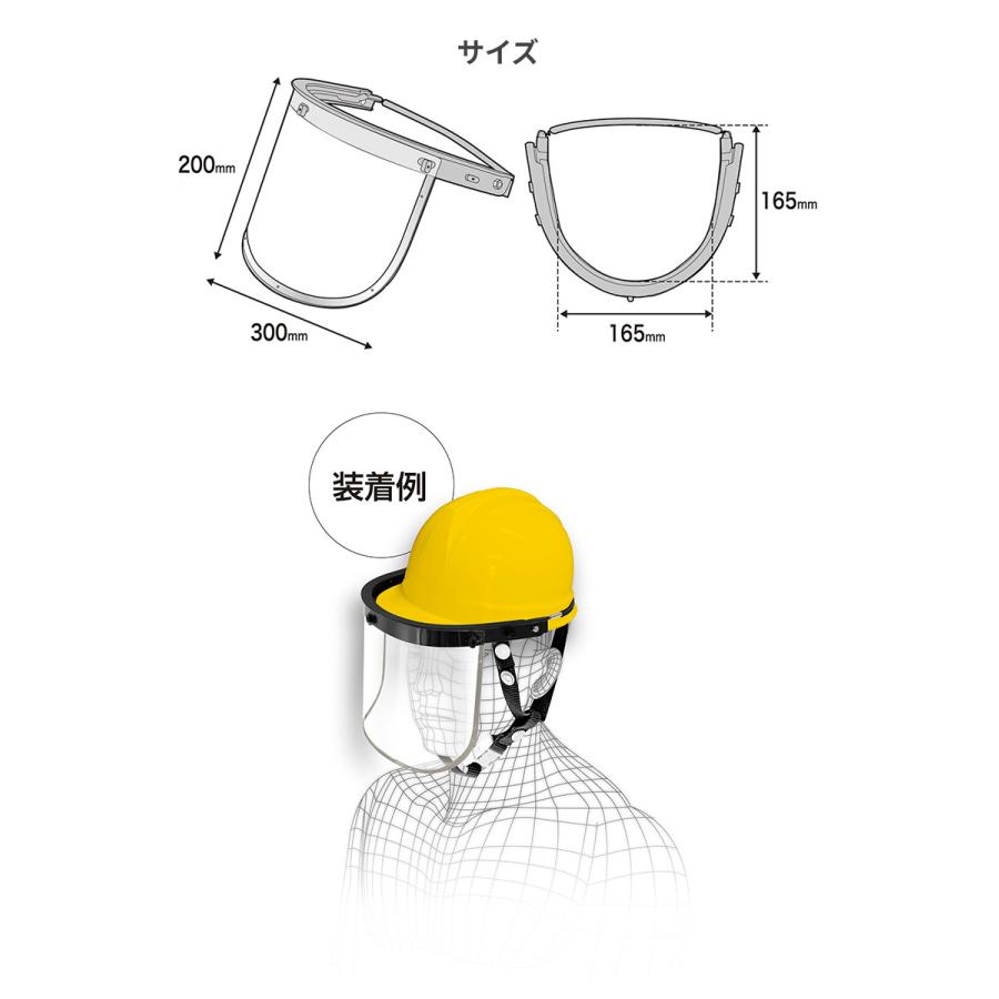 ヘルメット取付用 フェイスプロテクター アルミ強化フレーム クリア No.2748 ワンダー フェイスガード シールド 顔面保護 安全 ガーデニング 草刈り ヒマサ|wakuishop-gardening|03