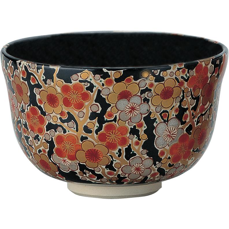 茶碗 黒仁清 梅林 宮地英香作 茶道具 宮地英香 春の茶碗 梅柄 季節の