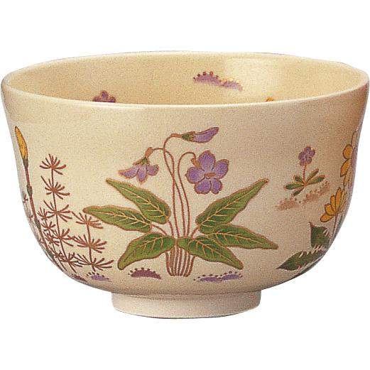 茶碗 仁清 春野 宮地英香作 茶道具 茶道 春の茶道具 季節の茶碗 草花文