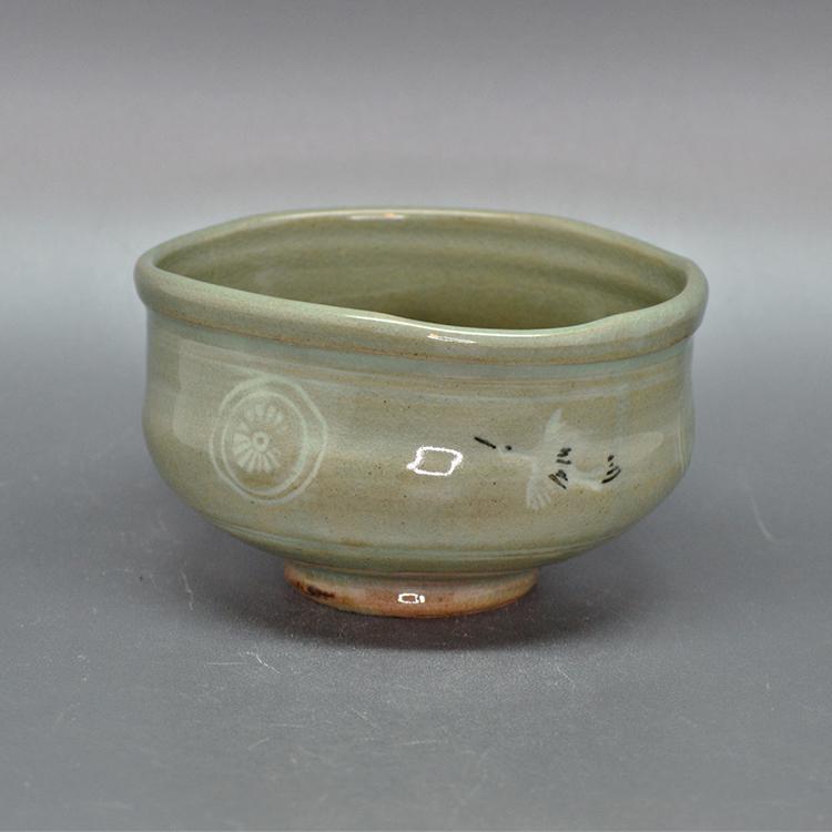 沓型茶碗 青磁雲鶴 中村与平作 茶道 茶道具 : 和空間ヤフーショップ