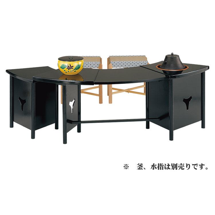 【茶道具 立礼棚 立礼卓 】 末広棚 即中斎好写 椅子2客付　小川湖舟作 組立式 立礼卓 末広棚 即中斎好写 椅子2客付 小川湖舟作 表千家 茶道