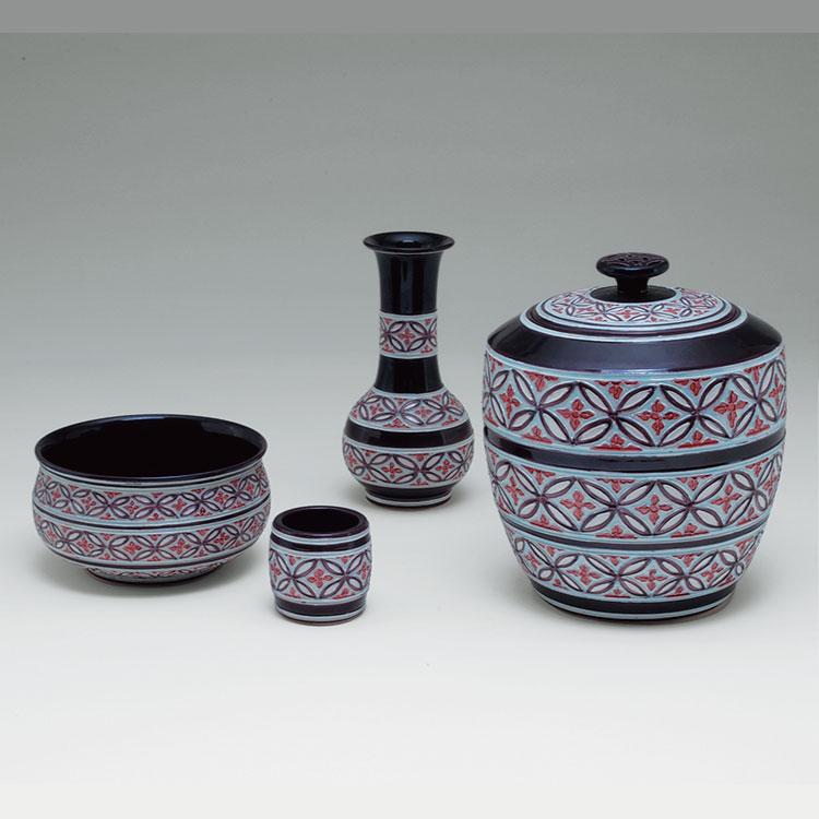 皆具 紫交趾 三段七宝 勝見永泉作 茶道 茶道具 : 和空間ヤフーショップ