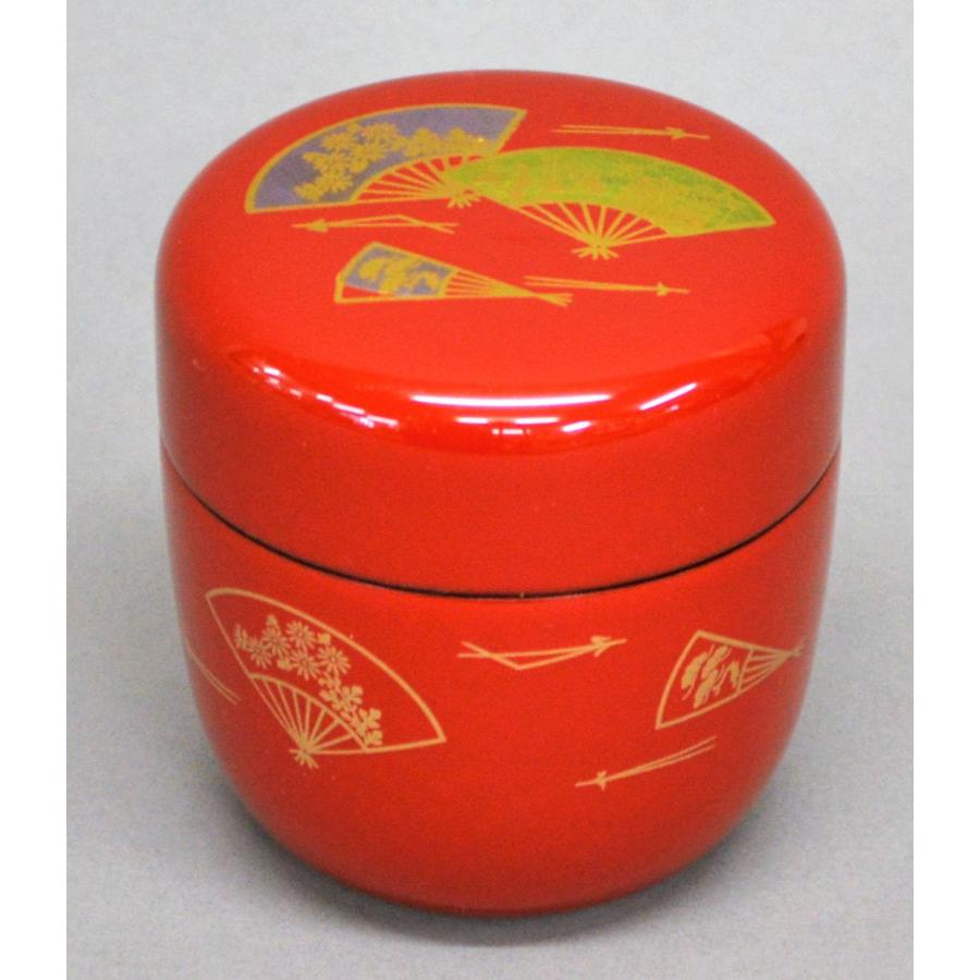 中棗 扇面 木製 中村湖彩作 化粧箱 茶道具 漆絵 縁起物 伝統工芸 日本