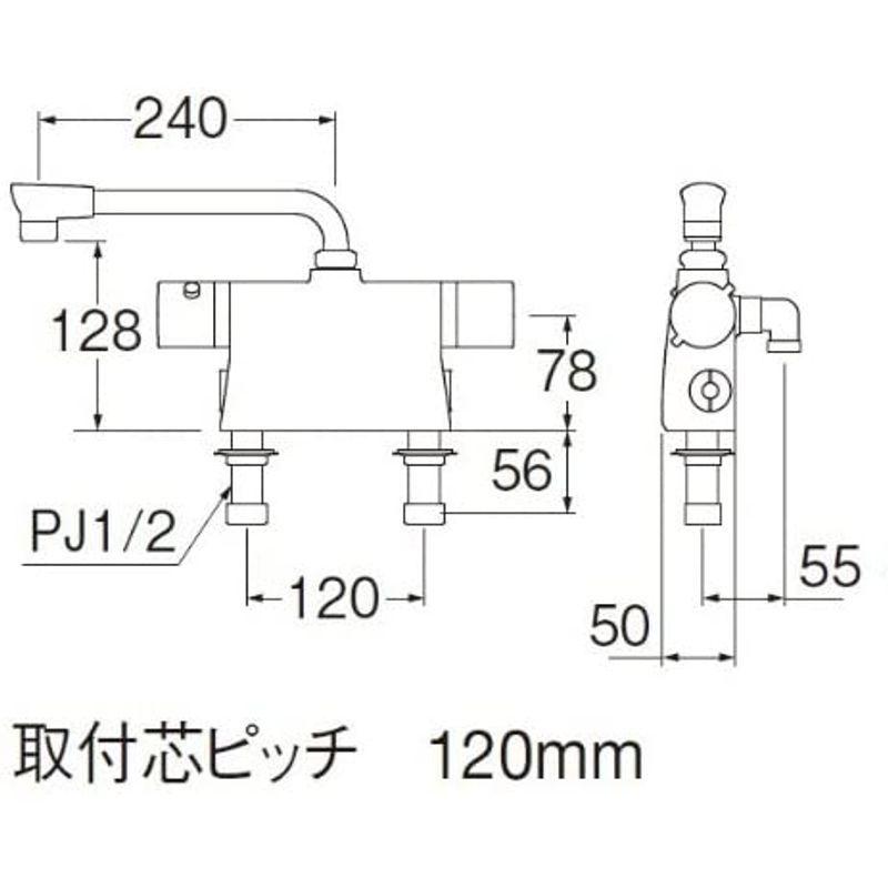 SANEI　バス用混合栓　サーモデッキシャワー混合栓　取付芯ピッチ120?　SK78501D-L
