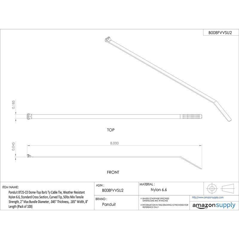 パンドウイット　ステンレス爪ロック式ナイロン結束バンド　耐候性黒　幅4.7mm　長さ384mm　1000本入り　BT4S-M0