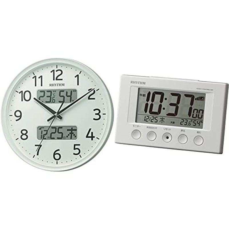 リズム(RHYTHM) 置き時計 グリーン 7.2x18.3x6.4cm 電波時計 目覚まし時計 大音量 電子音 アラーム デジタル 8RZ