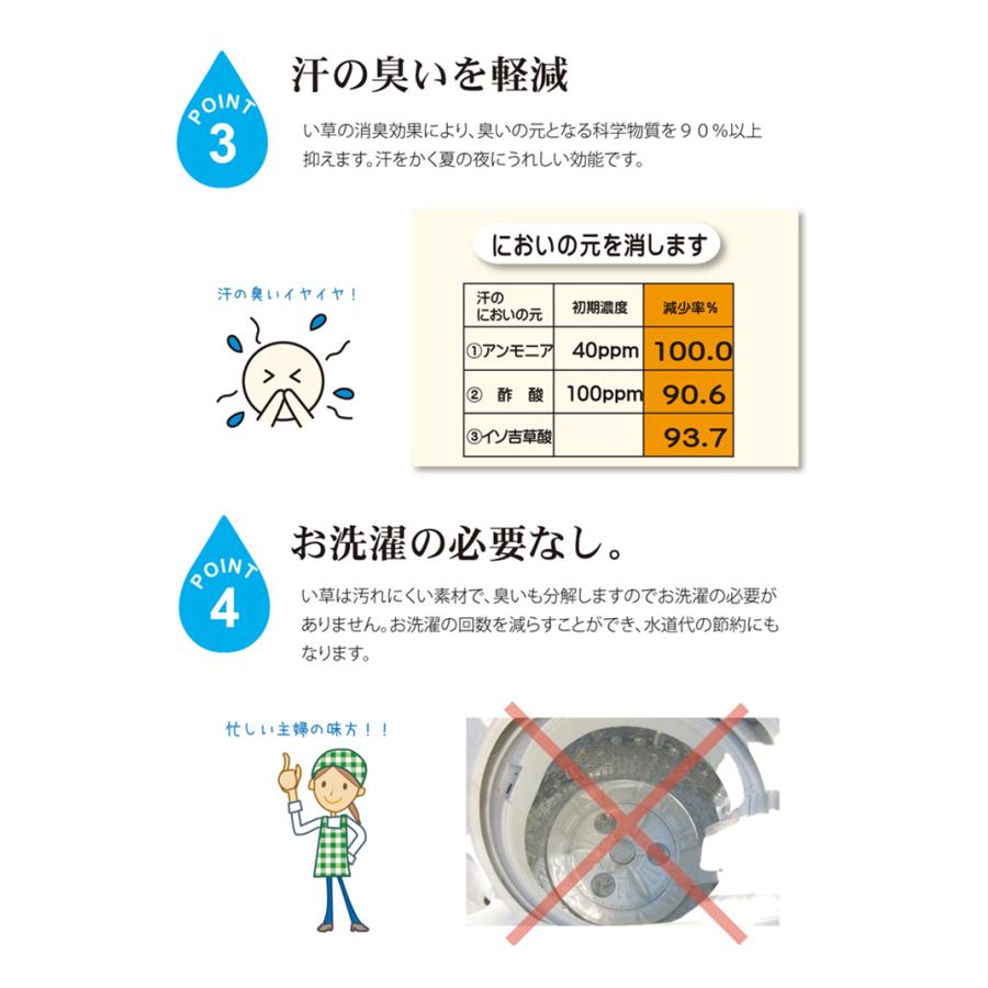 熊本県八代産い草使用 寝ござ 敷きパッド 寝具 シーツ 抗菌 防臭 吸湿 調温 日本製 い草のシーツ 白水 S 88x180cm シングルサイズ 4色対応 父の日ギフト｜wakuwaku-land｜08